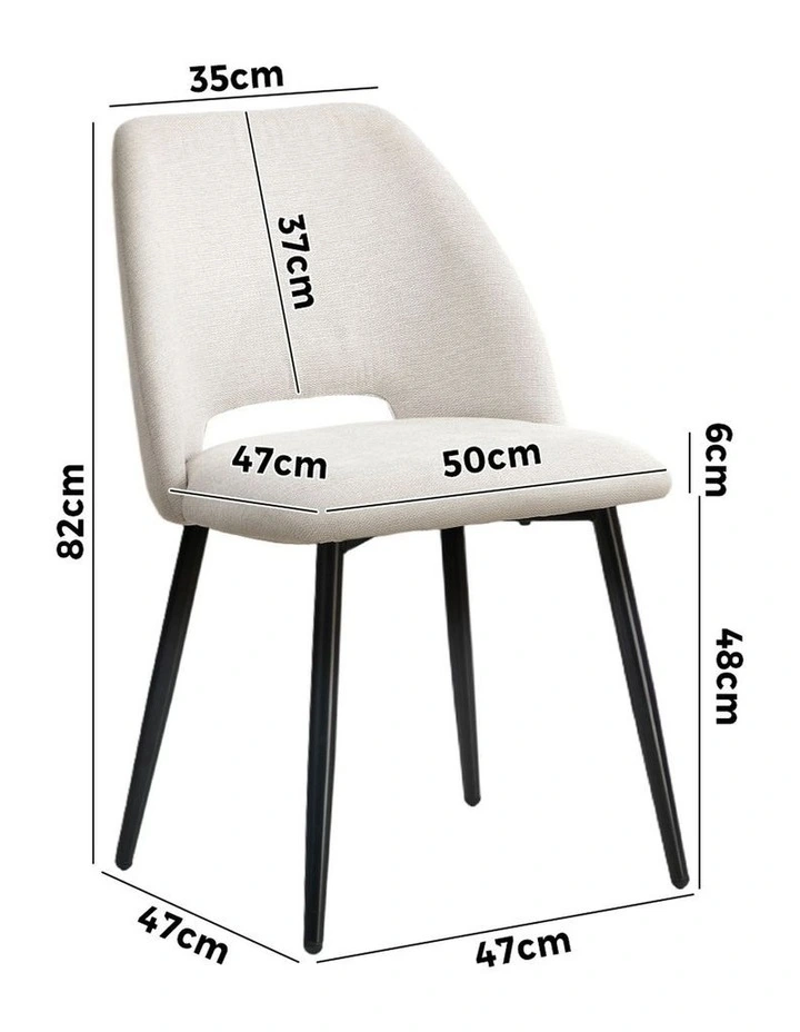 Oikiture 2x Dining Chair Accent Chairs Linen Fabric Biege image 3