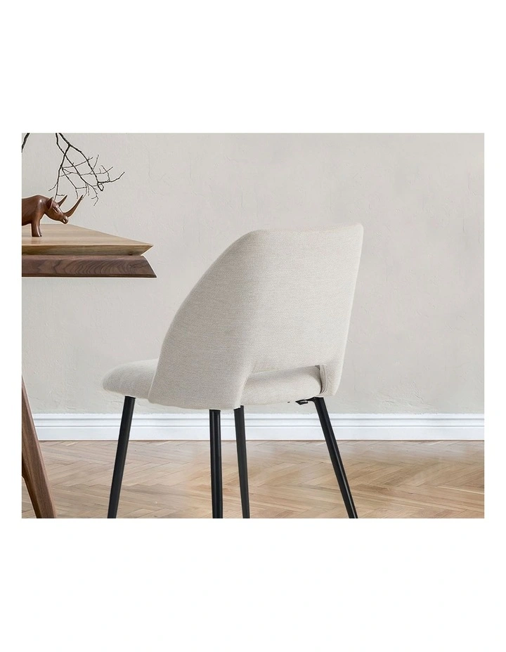 Oikiture 2x Dining Chair Accent Chairs Linen Fabric Biege image 6
