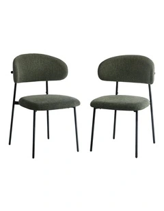 Oikiture 2x Dining Chairs Kitchen Lounge Seat Linen Fabric Accent Chair Green