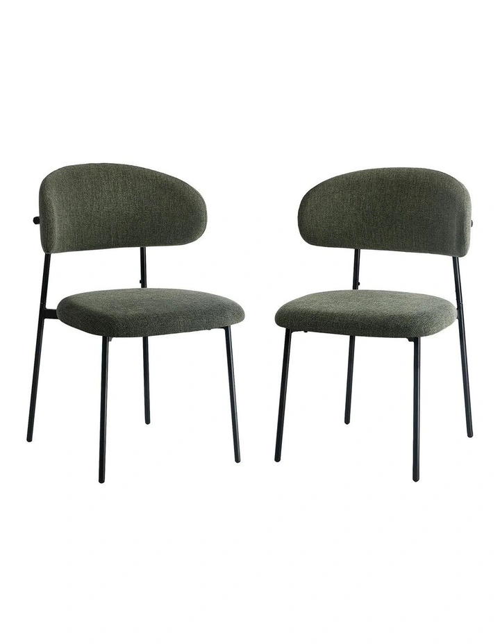 Oikiture 2x Dining Chairs Kitchen Lounge Seat Linen Fabric Accent Chair Green image 1