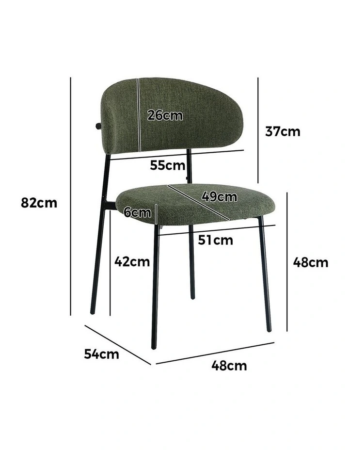 Oikiture 2x Dining Chairs Kitchen Lounge Seat Linen Fabric Accent Chair Green image 3