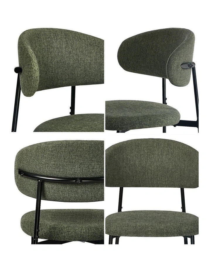 Oikiture 2x Dining Chairs Kitchen Lounge Seat Linen Fabric Accent Chair Green image 6
