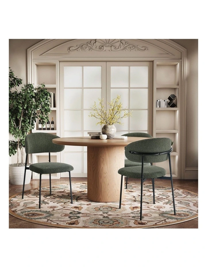 Oikiture 2x Dining Chairs Kitchen Lounge Seat Linen Fabric Accent Chair Green image 7