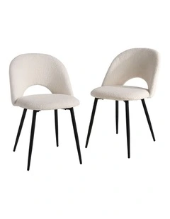 Oikiture 2PCS Dining Chairs Accent Chair Armchair Sherpa White