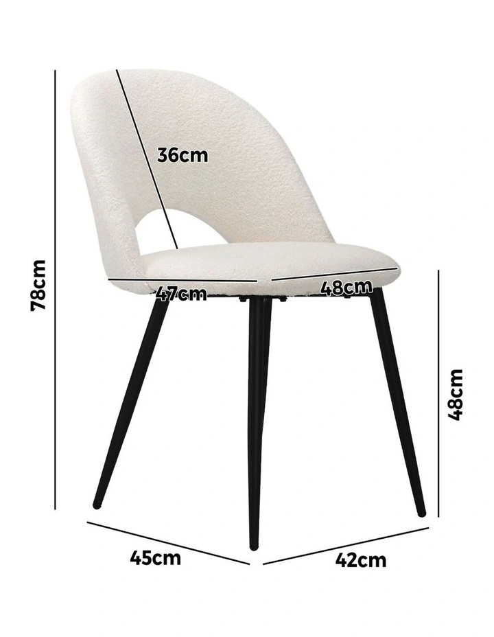 Oikiture 2PCS Dining Chairs Accent Chair Armchair Sherpa White image 3