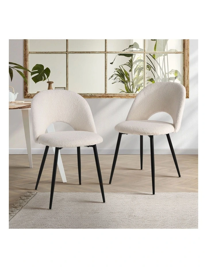 Oikiture 2PCS Dining Chairs Accent Chair Armchair Sherpa White image 4