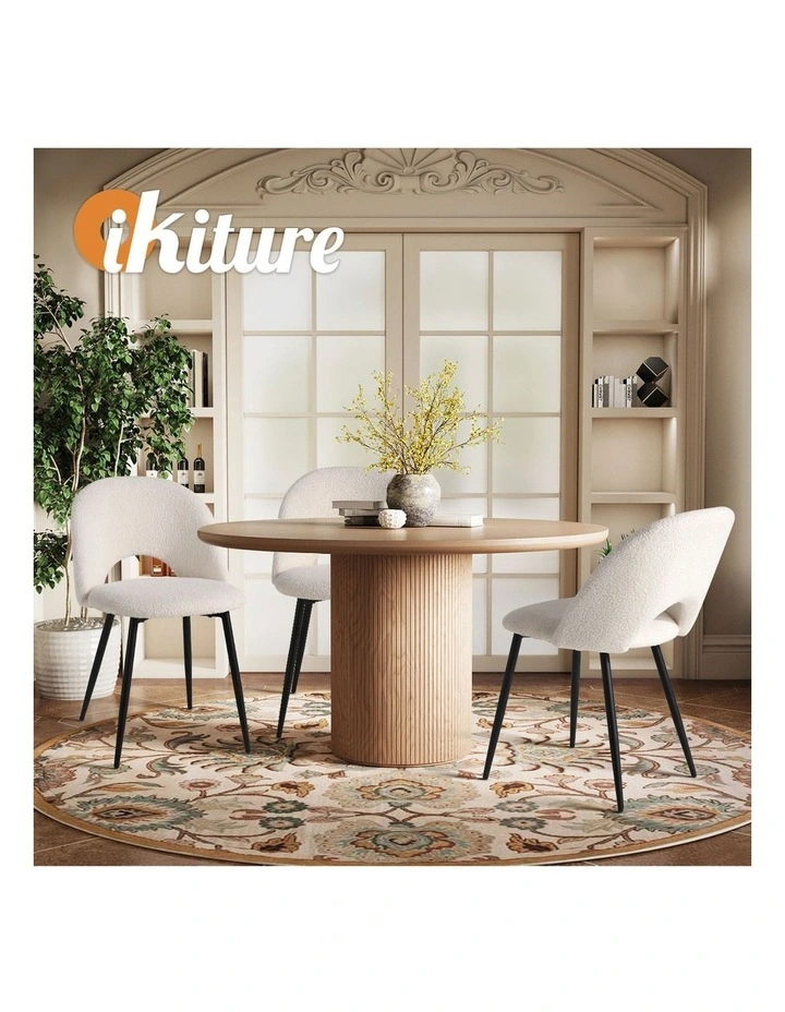 Oikiture 2PCS Dining Chairs Accent Chair Armchair Sherpa White image 5
