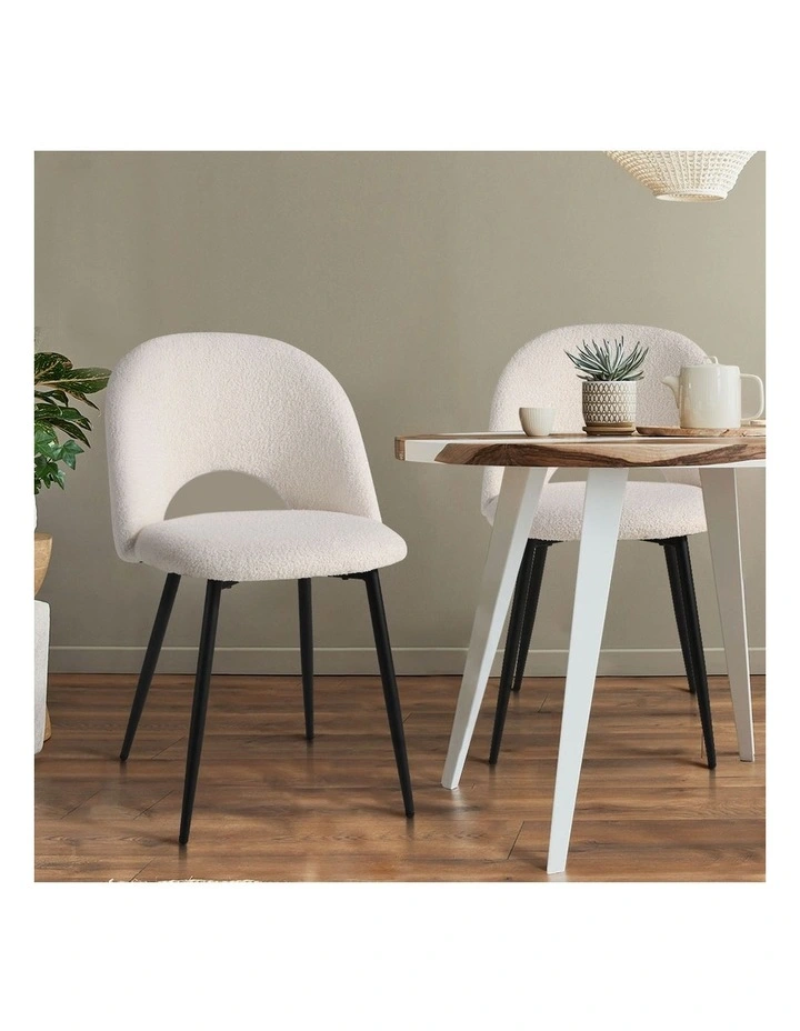 Oikiture 2PCS Dining Chairs Accent Chair Armchair Sherpa White image 6