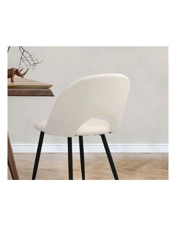 Oikiture 2PCS Dining Chairs Accent Chair Armchair Sherpa White image 7