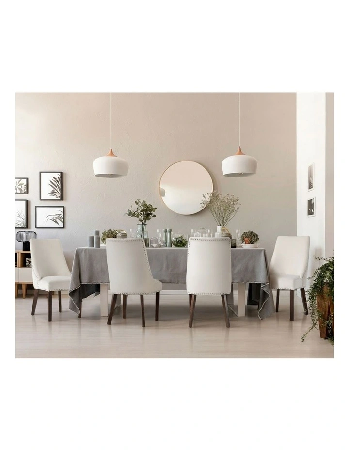 Oikiture 2PCs Velvet Dining Chair Kitchen Padded Seat Winglet Design Beige image 7