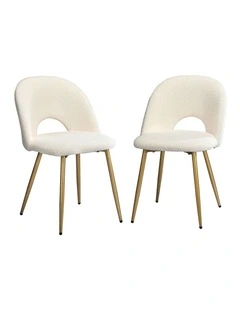 Oikiture 2PCS Dining Chairs Accent Chair Armchair Sherpa Golden White