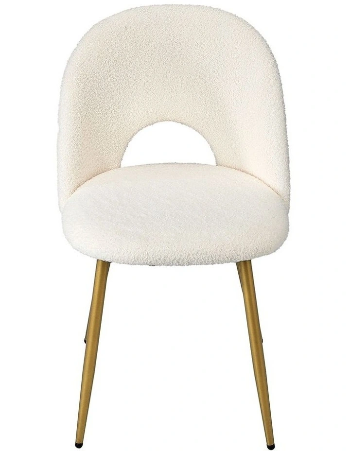 Oikiture 2PCS Dining Chairs Accent Chair Armchair Sherpa Golden White image 2