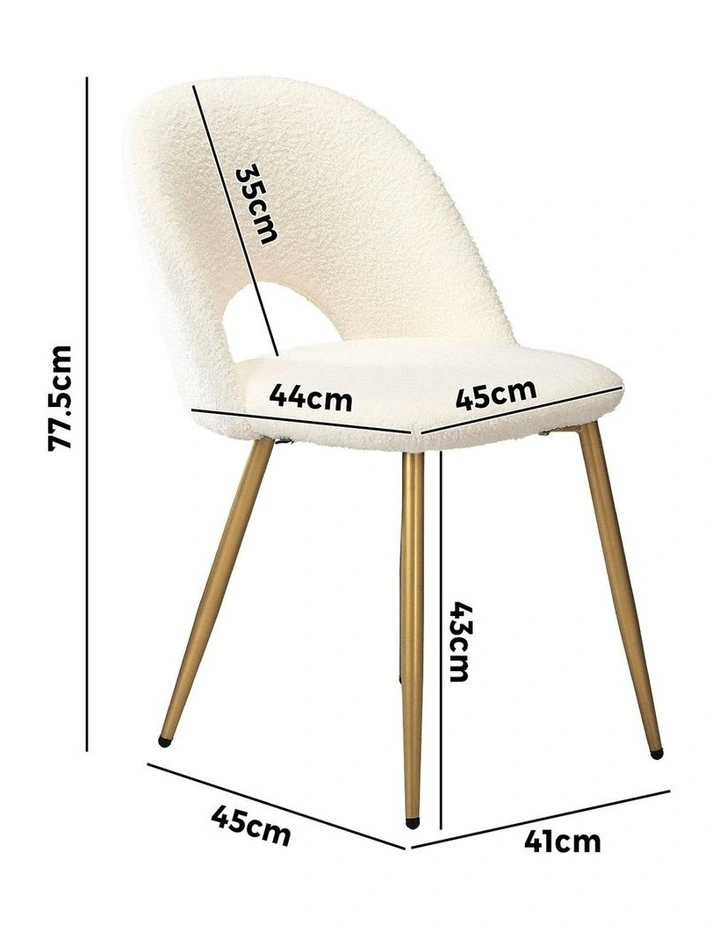 Oikiture 2PCS Dining Chairs Accent Chair Armchair Sherpa Golden White image 3