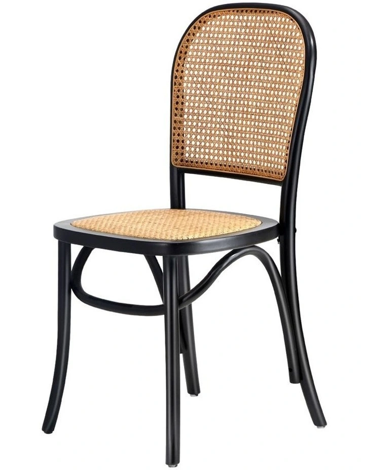 Oikiture Dining Chairs Wooden Chairs Rattan Accent Chair Black image 1