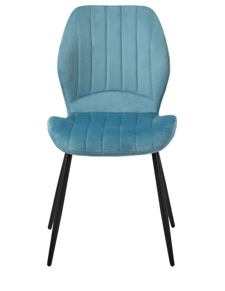 Oikiture Set of 2 Dining Chairs Kitchen Lounge Padded Seat Armless Velvet Blue image 2