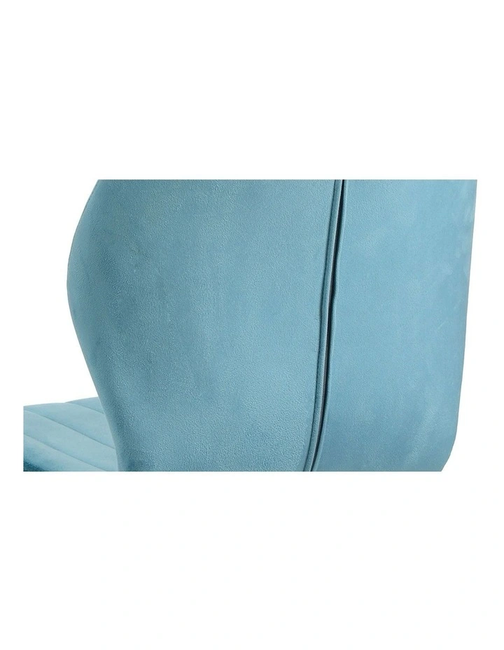 Oikiture Set of 2 Dining Chairs Kitchen Lounge Padded Seat Armless Velvet Blue image 7