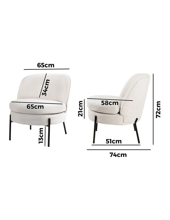 Oikiture Armchair Lounge Chair Accent Couch Chairs Padded Sofa Boucle White image 3