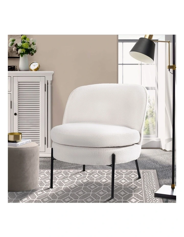 Oikiture Armchair Lounge Chair Accent Couch Chairs Padded Sofa Boucle White image 4