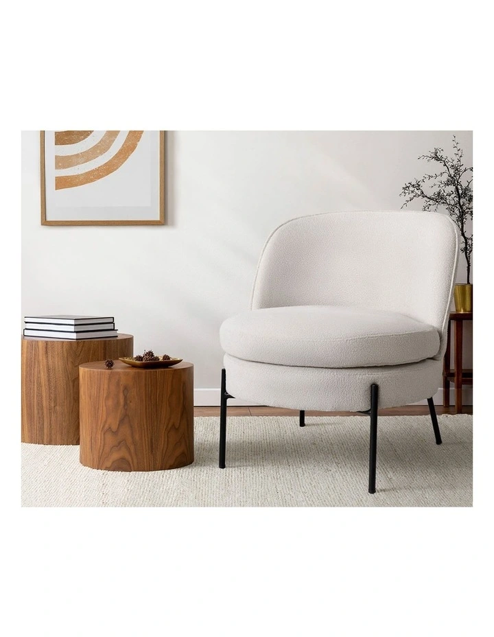 Oikiture Armchair Lounge Chair Accent Couch Chairs Padded Sofa Boucle White image 5