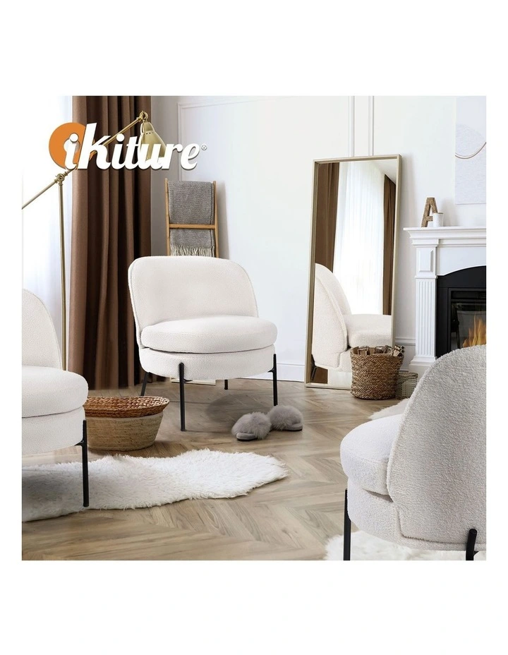 Oikiture Armchair Lounge Chair Accent Couch Chairs Padded Sofa Boucle White image 7