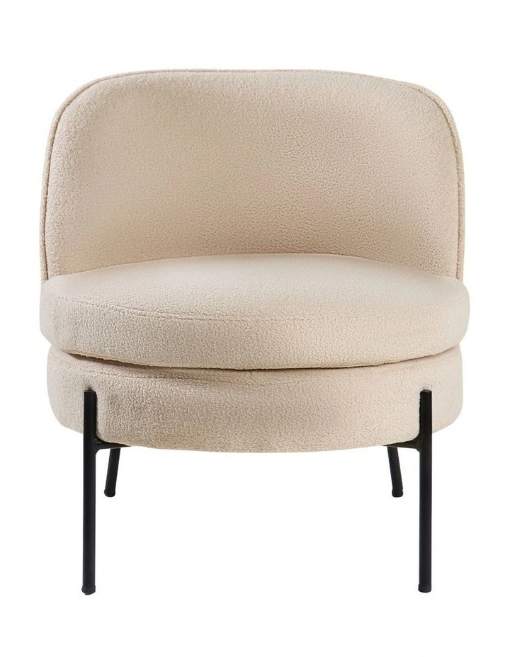 Oikiture Armchair Lounge Chair Accent Couch Chairs Padded Sofa Boucle Beige image 2