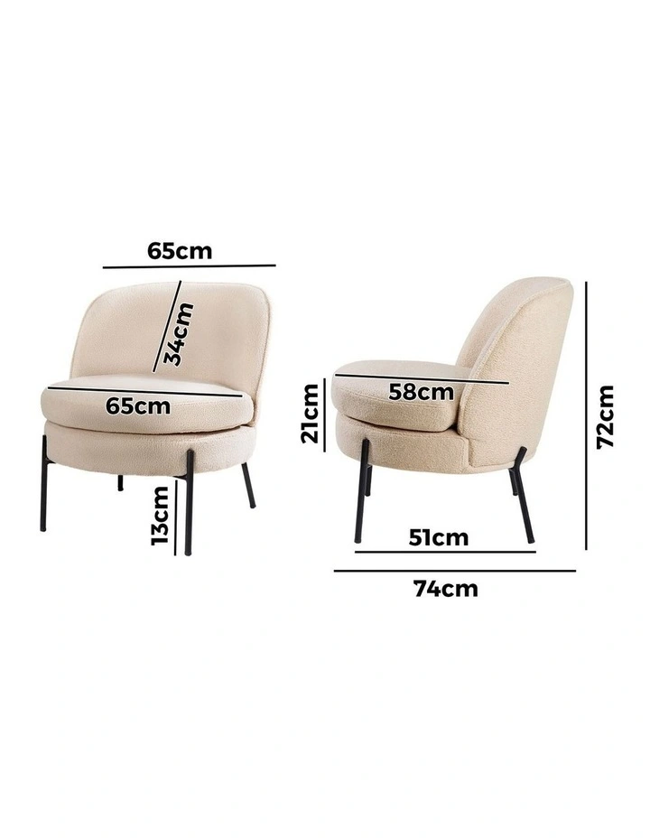 Oikiture Armchair Lounge Chair Accent Couch Chairs Padded Sofa Boucle Beige image 3