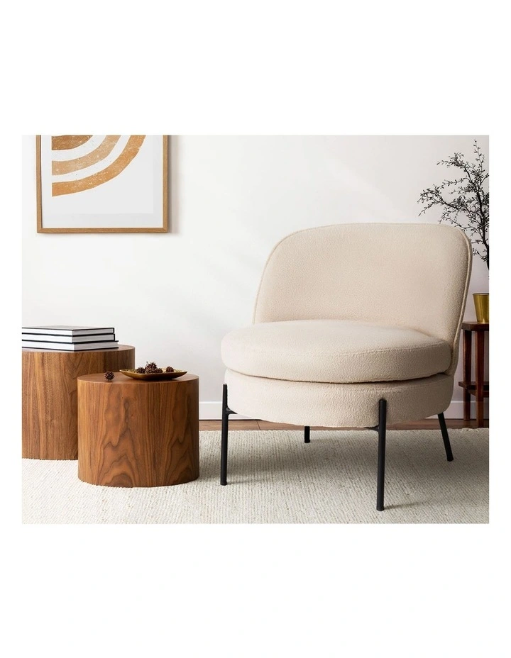 Oikiture Armchair Lounge Chair Accent Couch Chairs Padded Sofa Boucle Beige image 5