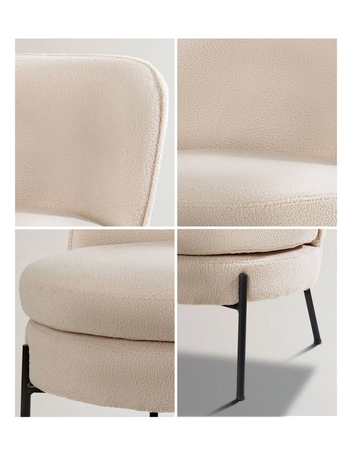 Oikiture Armchair Lounge Chair Accent Couch Chairs Padded Sofa Boucle Beige image 6
