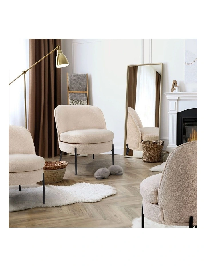 Oikiture Armchair Lounge Chair Accent Couch Chairs Padded Sofa Boucle Beige image 7