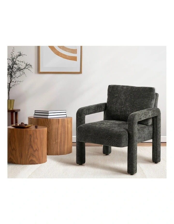 Oikiture Armchair Velvet Accent Chairs 1 Seater Lounge Sofa Chair Grey image 5