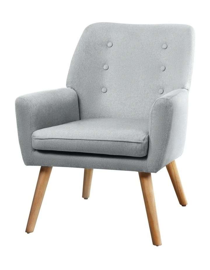 Oikiture Armchair Lounge Chair Linen Accent Armchairs Tub Chairs Sofa Grey image 1