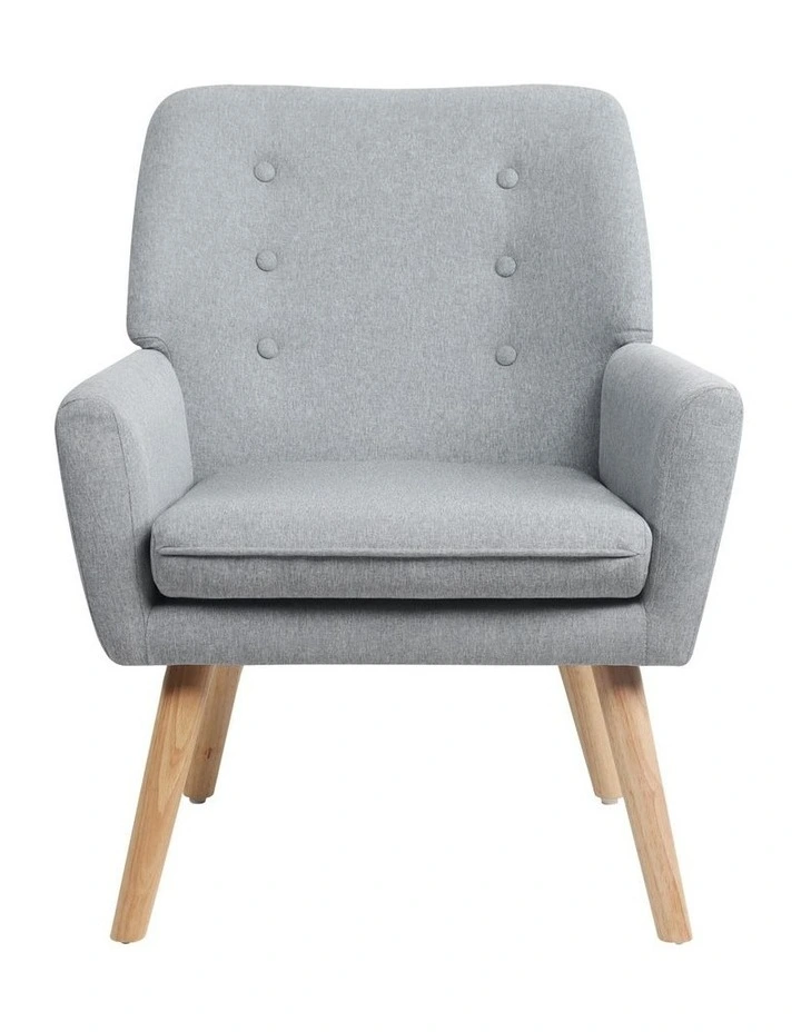 Oikiture Armchair Lounge Chair Linen Accent Armchairs Tub Chairs Sofa Grey image 2