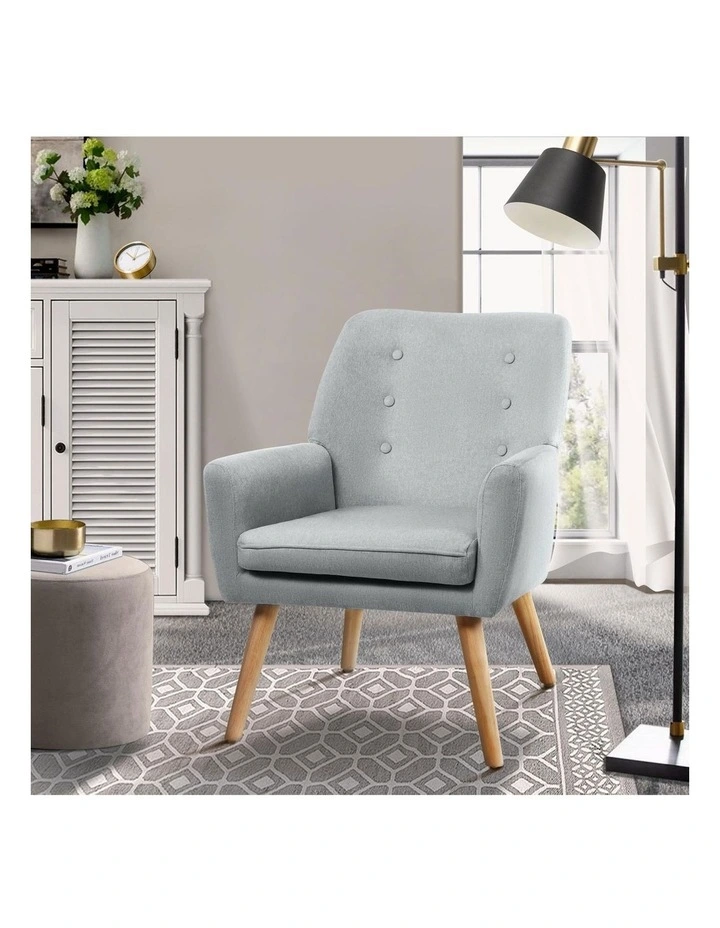 Oikiture Armchair Lounge Chair Linen Accent Armchairs Tub Chairs Sofa Grey image 4