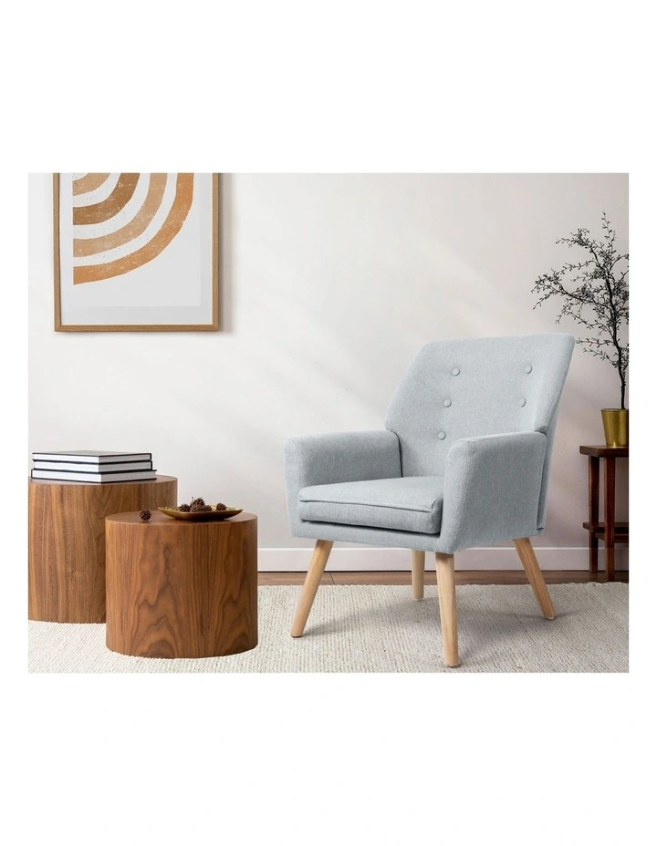 Oikiture Armchair Lounge Chair Linen Accent Armchairs Tub Chairs Sofa Grey image 5