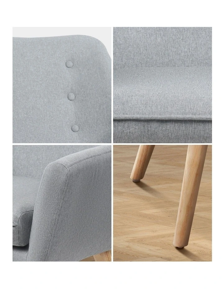 Oikiture Armchair Lounge Chair Linen Accent Armchairs Tub Chairs Sofa Grey image 6
