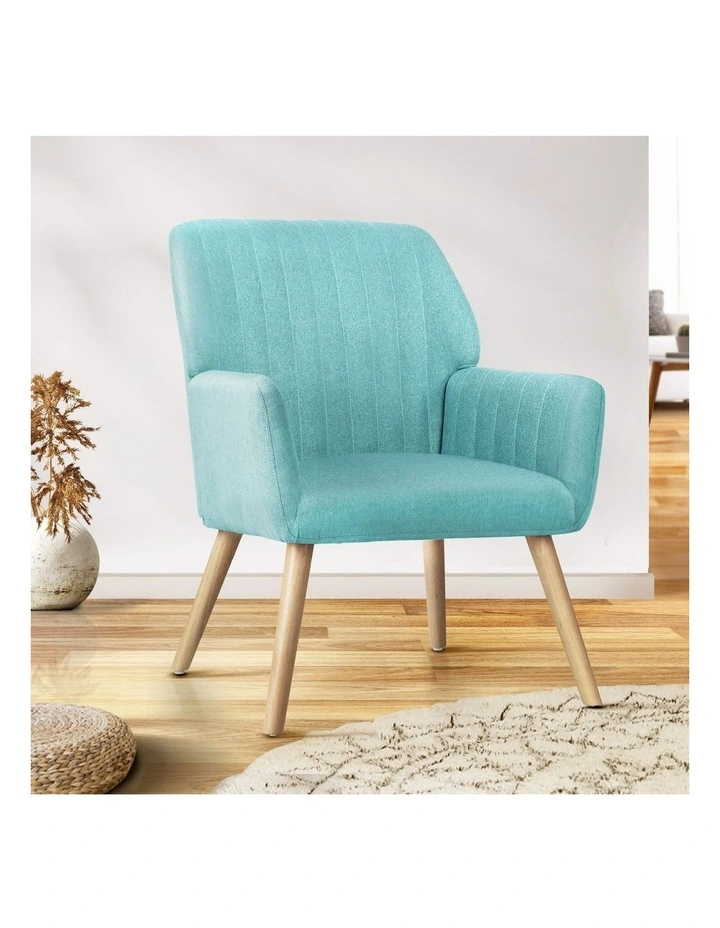 Oikiture Armchair Lounge Sofa Chair Fabric Accent Chairs Armchairs Couches Blue image 4