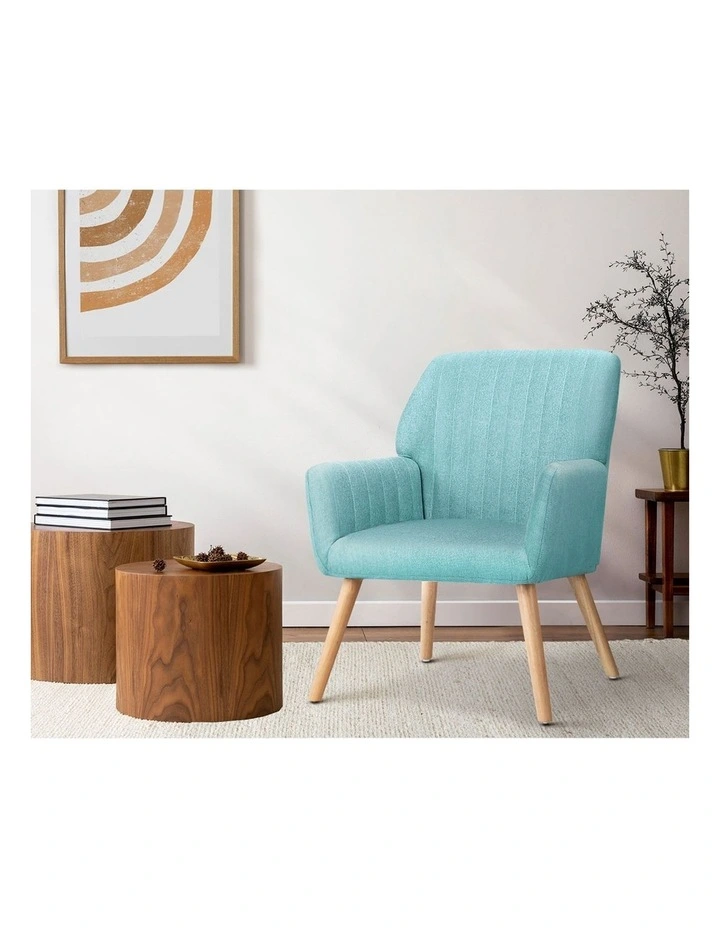 Oikiture Armchair Lounge Sofa Chair Fabric Accent Chairs Armchairs Couches Blue image 5