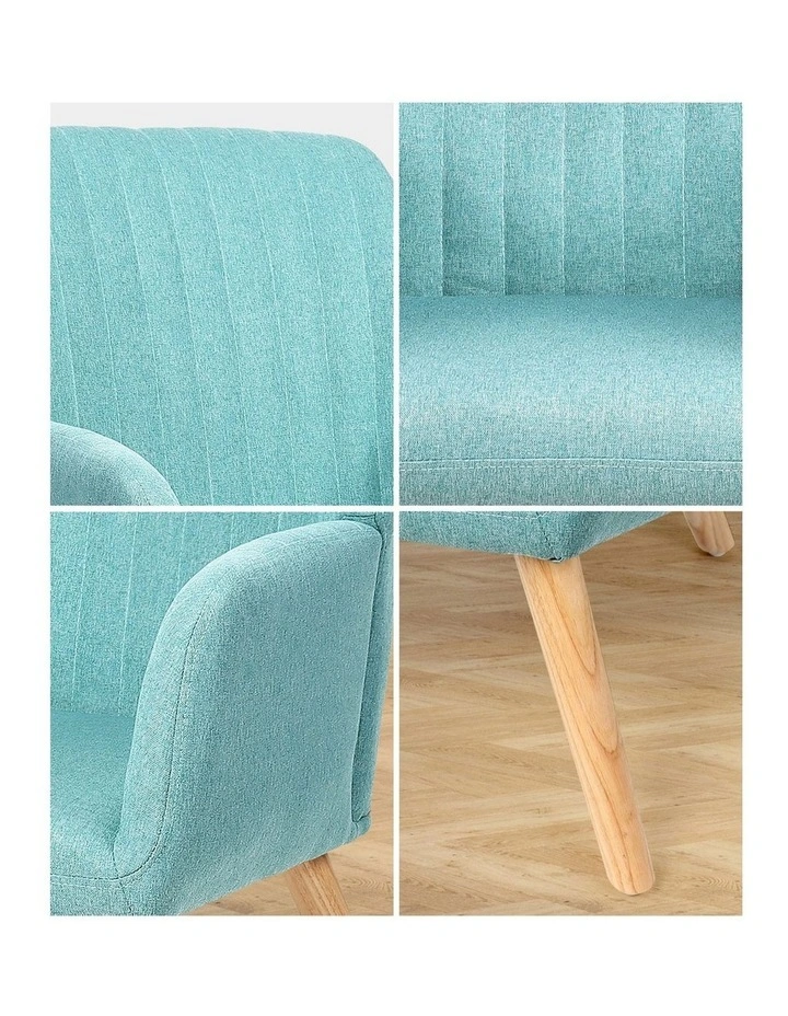 Oikiture Armchair Lounge Sofa Chair Fabric Accent Chairs Armchairs Couches Blue image 6