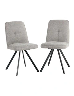 Oikiture 2x Dining Chair Kitchen Seat Linen Fabric Accent Chair Grey