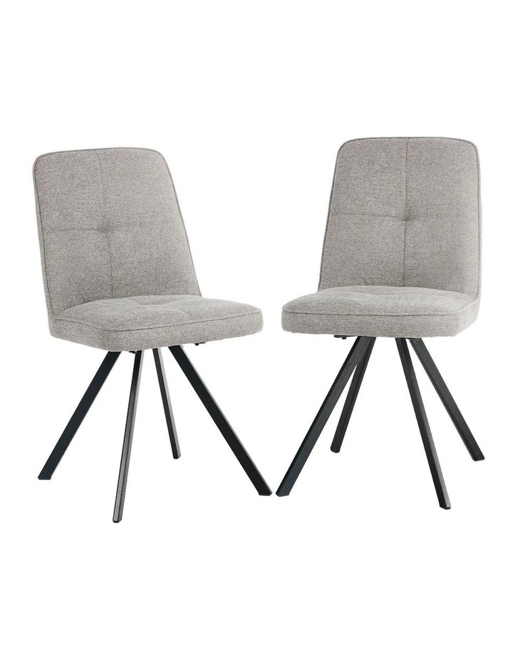 Oikiture 2x Dining Chair Kitchen Seat Linen Fabric Accent Chair Grey image 1