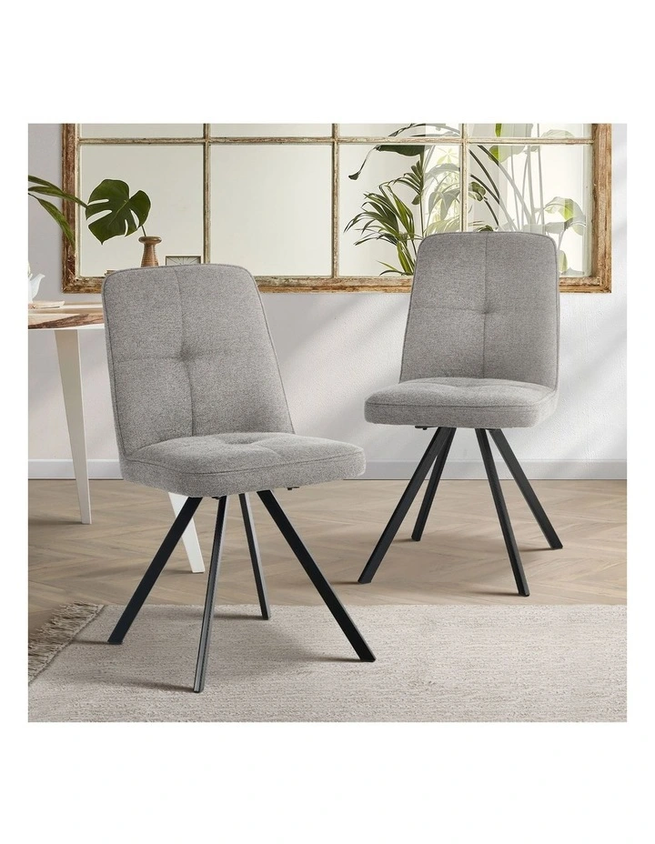 Oikiture 2x Dining Chair Kitchen Seat Linen Fabric Accent Chair Grey image 4