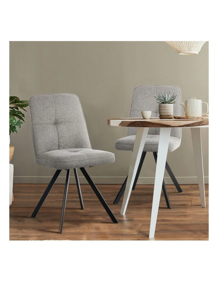 Oikiture 2x Dining Chair Kitchen Seat Linen Fabric Accent Chair Grey image 5