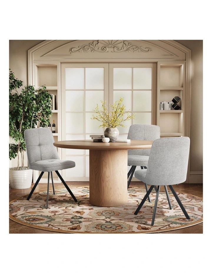 Oikiture 2x Dining Chair Kitchen Seat Linen Fabric Accent Chair Grey image 7