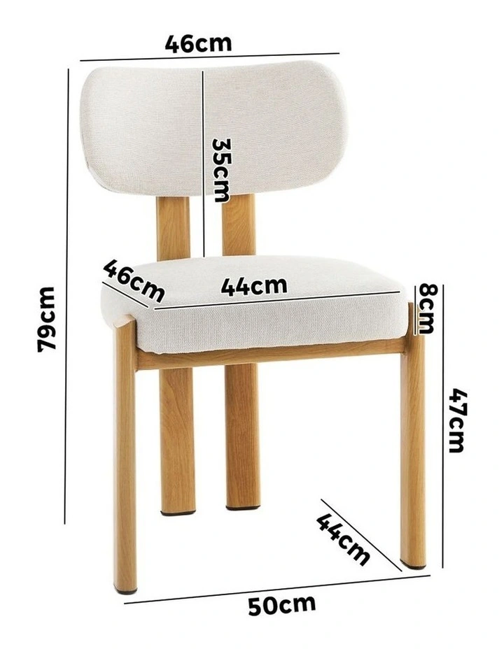 Oikiture Set of 2 Dining Chairs Linen Fabric Kitchen Chair Padded Seat Beige image 3