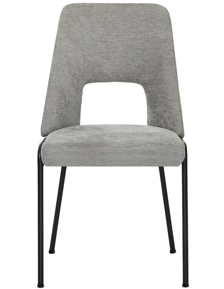 Oikiture 2x Dining Chairs Chenille Fabric Kitchen Side Chair Grey image 2