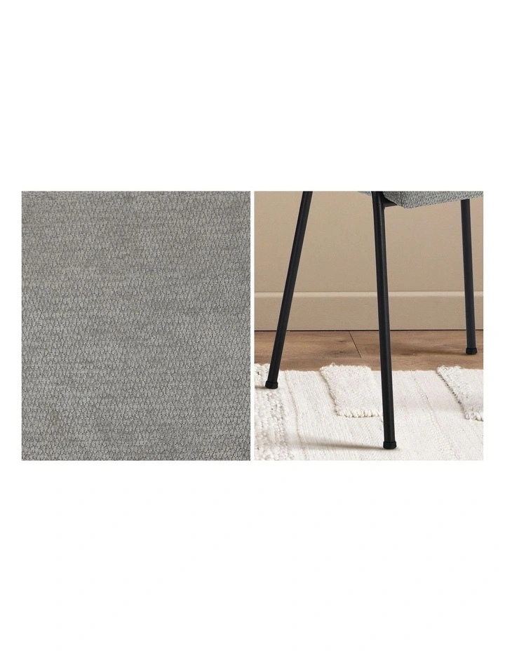Oikiture 2x Dining Chairs Chenille Fabric Kitchen Side Chair Grey image 7