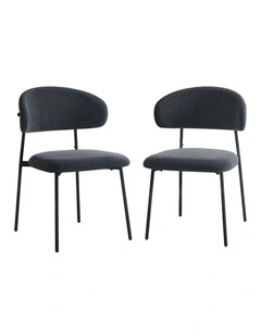 Oikiture 2x Dining Chairs Kitchen Lounge Seat Linen Fabric Accent Chair Grey