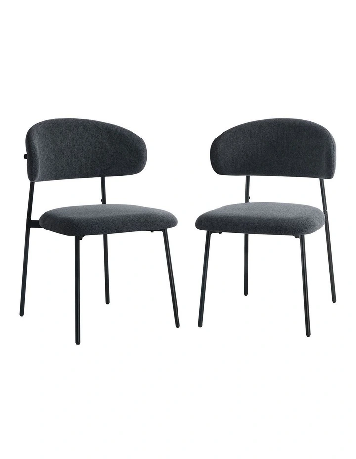 Oikiture 2x Dining Chairs Kitchen Lounge Seat Linen Fabric Accent Chair Grey image 1