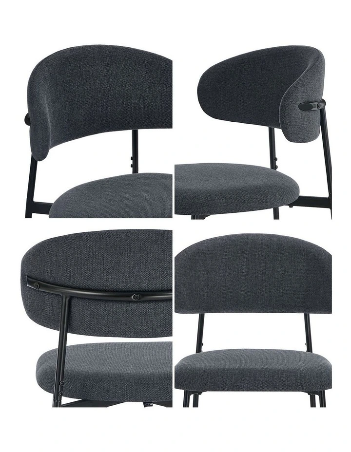 Oikiture 2x Dining Chairs Kitchen Lounge Seat Linen Fabric Accent Chair Grey image 6