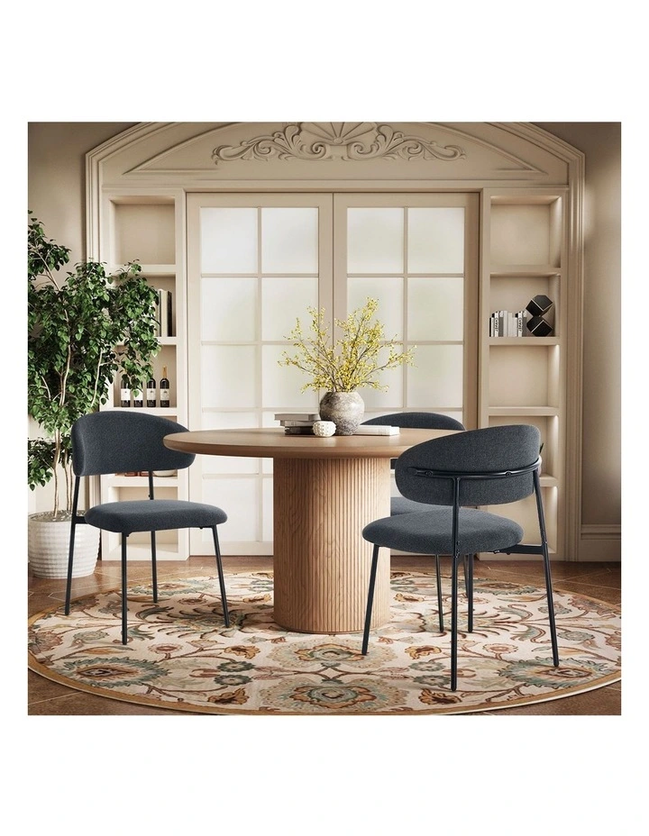 Oikiture 2x Dining Chairs Kitchen Lounge Seat Linen Fabric Accent Chair Grey image 7